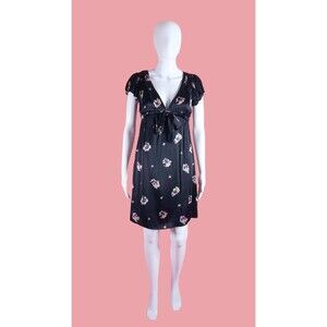 Y2K BETSEY JOHNSON Silk Empire Waist. ASO TWILIGHT Floral Print Dress. XS. As Is
